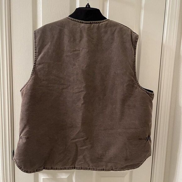 Vintage Carhartt Men's Vest Quilted Lined Brown Canvas Union Made USA Size XXL - Picture 13 of 16